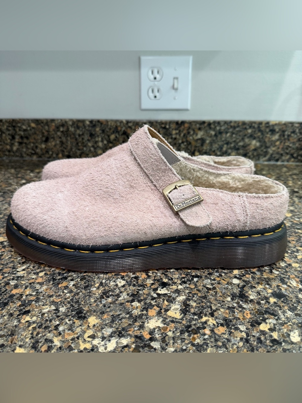 Dr. Martens mens isham Suede Slip-On Clog 12